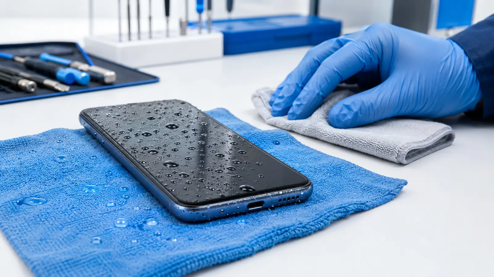 What to do if your phone gets wet — drying a wet smartphone with a microfiber cloth